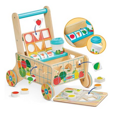 Load image into Gallery viewer, Wooden Shape Sorting Grocery Cart