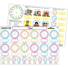 Load image into Gallery viewer, Telling Time Learning Mat + Play Clock