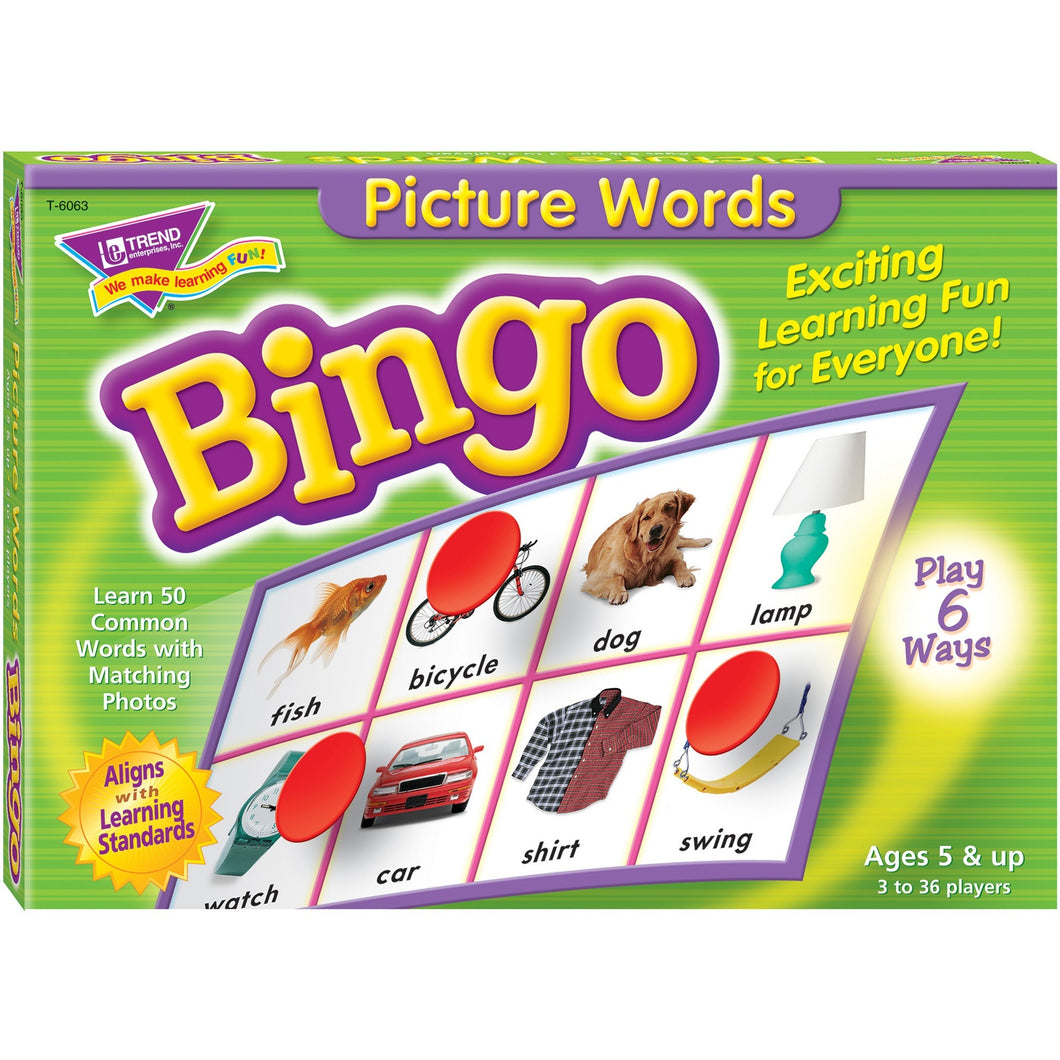 Picture Words Bingo Game