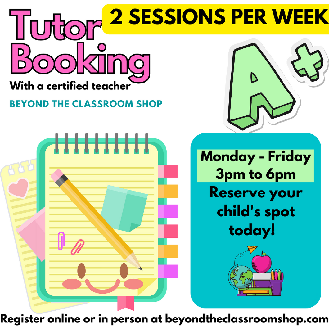 Book a Tutor:  2 Sessions Per Week