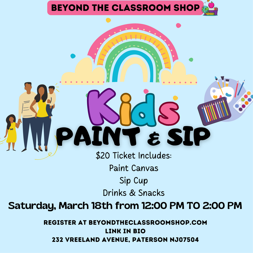 Kids Paint N' Sip Saturday, March 18th at 12 pm